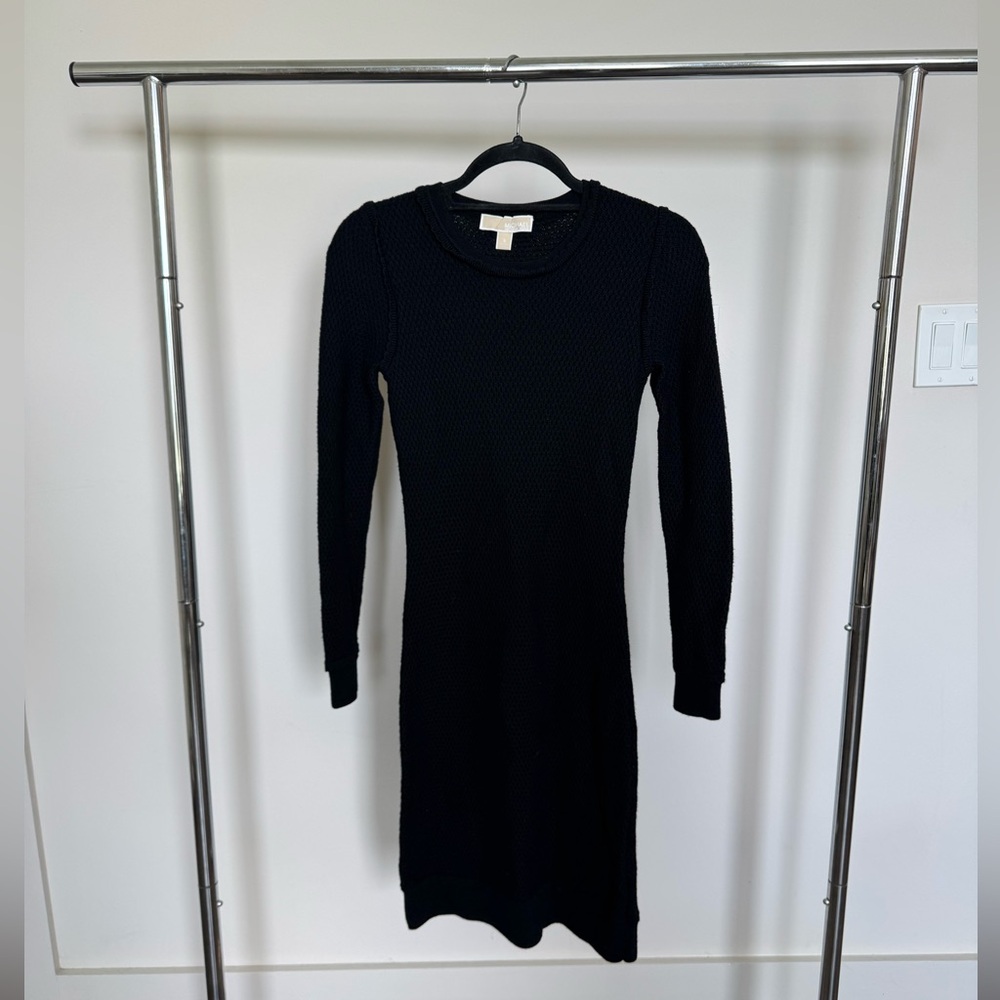 Michael Kors Black Ribbed Sheath Dress